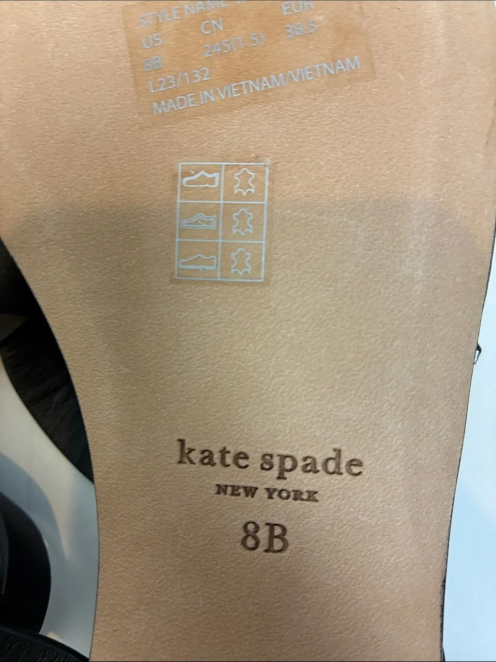 Kate Spade Knott Slide Sandals Black Leather Flip Flops Size 8 NWOB Vacation